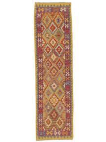 Kelim Afghan Old Style Teppe 80X295Løpere Brun/Mørk Rød Ull, Afghanistan Carpetvista
