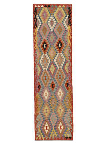  Kilim Afegão Old Style Tapete 82X294 Lã Castanho/Vermelho Escuro Pequeno Carpetvista
