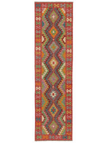 Tappeto Orientale Kilim Afghan Old Style 79X290 Passatoie Rosso Scuro/Verde Scuro (Lana, Afghanistan)