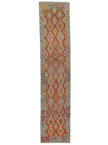  88X408 Kelim Afghan Old Style Matot Käytävämatto Matto Ruskea/Tummankeltainen Afganistan Carpetvista