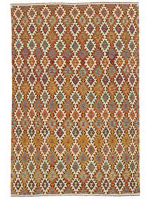 203X303 Tapis D'orient Kilim Afghan Old Style Marron/Rouge (Laine, Afghanistan) Carpetvista