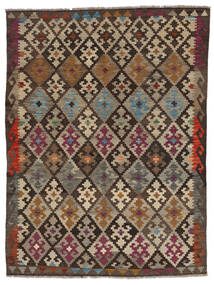  147X198 Kelim Afghan Old Stil Teppich Schwarz/Braun Afghanistan Carpetvista