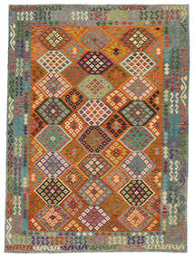  Kilim Afegão Old Style Tapete 254X342 Lã Vermelho Escuro/Castanho Grande Carpetvista