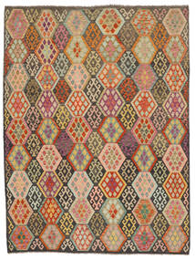  Kilim Afegão Old Style Tapete 260X343 Lã Castanho/Verde Grande Carpetvista
