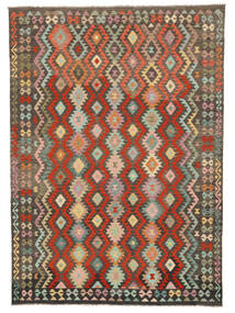  Orientalsk Kelim Afghan Old Style Teppe 252X345 Brun/Mørk Rød Stort Ull, Afghanistan Carpetvista