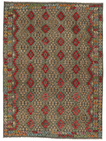  キリム アフガン オールド スタイル 絨毯 259X350 ウール 茶色/ブラック 大 Carpetvista
