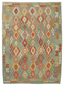 絨毯 キリム アフガン オールド スタイル 255X345 グリーン/オレンジ 大きな (ウール, アフガニスタン)