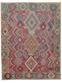  Orientalischer Kelim Afghan Old Stil Teppich 316X400 Dunkelrot/Braun Großer Wolle, Afghanistan Carpetvista
