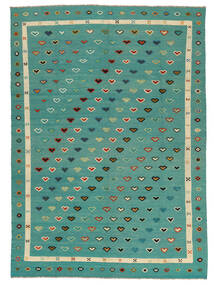 絨毯 キリム Nimbaft 303X426 グリーン/ダークグリーン 大きな (ウール, アフガニスタン)