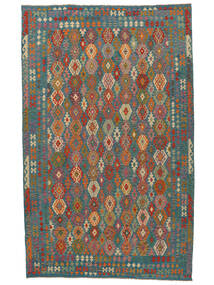 絨毯 キリム アフガン オールド スタイル 305X485 ブラック/ダークターコイズ 大きな (ウール, アフガニスタン)