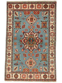 98X155 Kazak Fine Rug Oriental Green/Brown (Wool, Afghanistan) Carpetvista