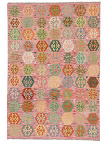  Kilim Afegão Old Style Tapete 203X296 Lã Vermelho/Laranja Carpetvista