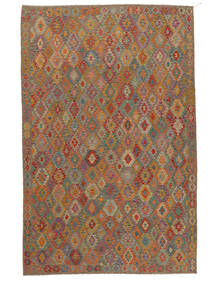 Tapete Oriental Kilim Afegão Old Style 305X490 Castanho/Verde Escuro Grande (Lã, Afeganistão)