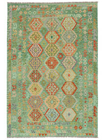  Kilim Afghan Old Style Rug 203X295 Wool Green/Brown Carpetvista