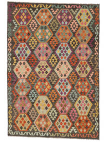 Kelim Afghan Old Style Matta 202X298 Mörkröd/Svart Ull, Afghanistan Carpetvista