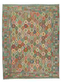 316X403 Kelim Afghan Old Style Teppe Orientalsk Grønn/Mørk Grønn Stort (Ull, Afghanistan) Carpetvista