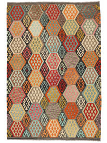 207X300 Kilim Afghan Old Style Rug Oriental Brown/Green (Wool, Afghanistan) Carpetvista