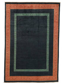  Kazak Fine Mongolian Rug 198X291 Wool Black/Dark Red Carpetvista