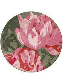 Rosabel インドア/アウトドア用ラグ 洗える Ø 200 ピンク/グリーン ラウンド 絨毯