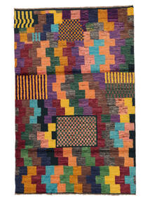 116X178 Moroccan Berber - Afghanistan Teppich Moderner Schwarz/Dunkelrot (Wolle, Afghanistan) Carpetvista