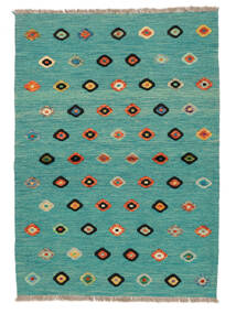絨毯 キリム Nimbaft 108X153 グリーン/ダークターコイズ (ウール, アフガニスタン)