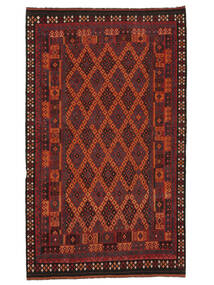 Kelim Maimane Teppich 262X434 Dunkelrot/Schwarz Großer Wolle, Afghanistan Carpetvista