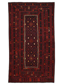 Kelim Maimane Teppich 276X485 Schwarz/Dunkelrot Großer Wolle, Afghanistan Carpetvista