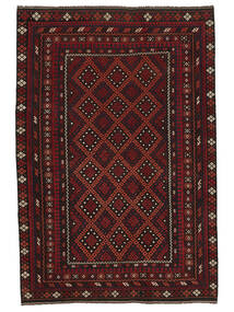  Orientalischer Kelim Maimane Teppich 253X379 Schwarz/Dunkelrot Großer Wolle, Afghanistan Carpetvista