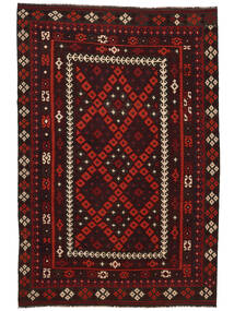  Orientalischer Kelim Maimane Teppich 248X374 Schwarz/Dunkelrot Wolle, Afghanistan Carpetvista