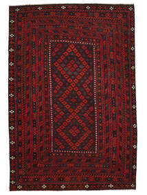 261X380 Tapis D'orient Kilim Maimane Noir/Rouge Foncé Grand (Laine, Afghanistan) Carpetvista