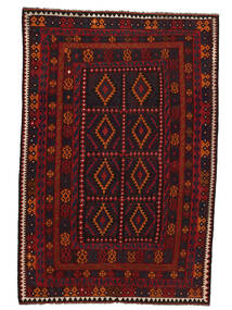 絨毯 キリム マイマネ 205X303 ブラック/ダークレッド (ウール, アフガニスタン)