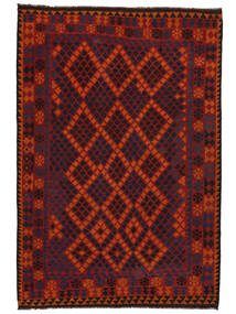絨毯 キリム マイマネ 212X312 ダークレッド/ブラック (ウール, アフガニスタン)