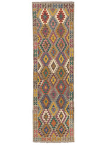 Kilim Afghan Old Style Rug 88X293 Runner
 Brown/Orange Wool, Afghanistan Carpetvista