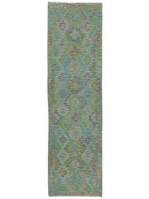  Kilim Afghan Old Style Rug 85X301 Wool Dark Green/Green Small Carpetvista