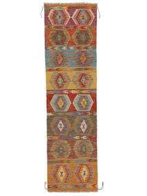 Tapete Oriental Kilim Afegão Old Style 83X298 Passadeira Castanho/Vermelho Escuro (Lã, Afeganistão)