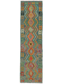 83X303 Tapis D'orient Kilim Afghan Old Style De Couloir Vert Foncé/Marron (Laine, Afghanistan) Carpetvista