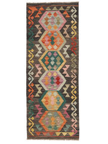  74X194 Kelim Afghan Old Stil Teppich Läufer Schwarz/Braun Afghanistan Carpetvista
