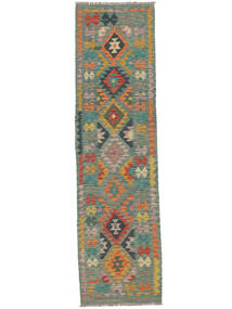 78X287 Tappeto Orientale Kilim Afghan Old Style Passatoie Verde Scuro/Marrone (Lana, Afghanistan) Carpetvista