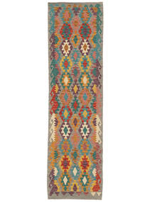  Kilim Afghan Old Style Rug 80X289 Wool Brown/Dark Green Small Carpetvista