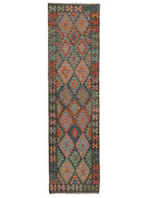  Kelim Afghan Old Style Matot 83X303 Musta/Ruskea Carpetvista