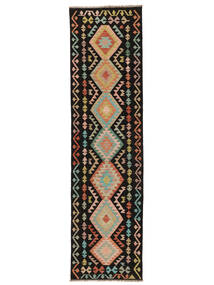 88X306 Kelim Afghan Old Style Orientalisk Hallmatta Svart/Brun (Ull, Afghanistan) Carpetvista