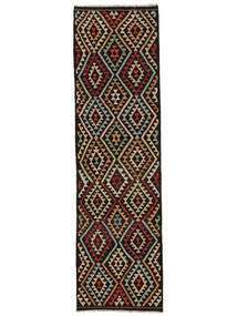 絨毯 キリム アフガン オールド スタイル 86X306 廊下 カーペット ブラック/茶色 (ウール, アフガニスタン)