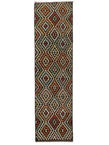 絨毯 キリム アフガン オールド スタイル 81X299 廊下 カーペット ブラック/茶色 (ウール, アフガニスタン)