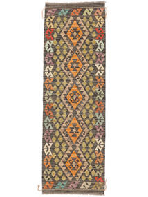  Orientalsk Kelim Afghan Old Style Teppe 64X197Løpere Brun/Svart Ull, Afghanistan Carpetvista