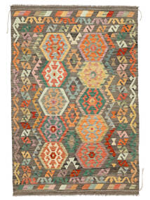  127X187 Kilim Afghan Old Style Rug Brown/Black Afghanistan Carpetvista