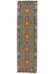  Orientalsk Kelim Afghan Old Style Teppe 84X298Løpere Brun/Svart Ull, Afghanistan Carpetvista