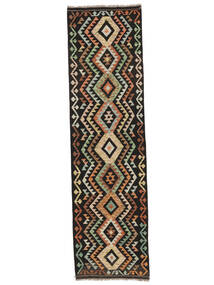  Kilim Afghan Old Style Tapis 84X308 De Laine Noir/Marron Petit Carpetvista