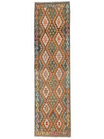  Orientalischer Kelim Afghan Old Stil Teppich 78X292 Läufer Braun/Orange Wolle, Afghanistan Carpetvista