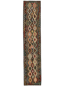  85X408 Kelim Afghan Old Style Matot Käytävämatto Matto Ruskea/Musta Afganistan Carpetvista