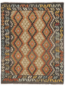  162X206 Kelim Afghan Old Stil Teppich Braun/Schwarz Afghanistan Carpetvista